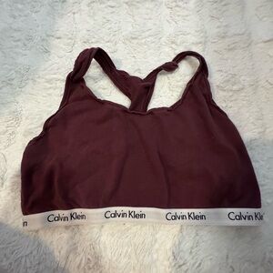 Calvin Klein Maroon Sports Bra with Logo Band